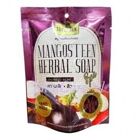 СПА-МЫЛО в мешочке из люфы «МАНГУСТИН» Supaporn Spa Mangosteen Herbal Soap, 70 гр.