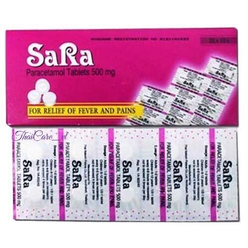 Тайский парацетамол Сара 10 таблеток (Sara 500mg Paracetamol 10 Tablets)